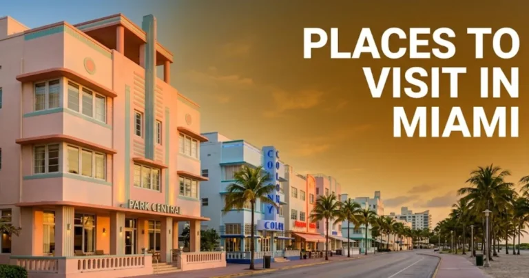 _A golden-hour editorial view of the Ocean Drive Art Deco district, highlighting one of the most iconic places to visit in Miami.