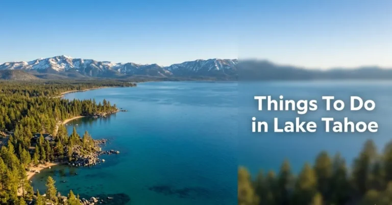 Aerial view of Lake Tahoe's clear blue water and Sierra Nevada peaks for a 2026 things to do in lake tahoe guide.