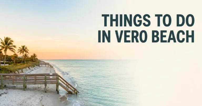 Golden hour beach view with boardwalk at Vero Beach FL, travel guide hero image for things to do in Vero Beach