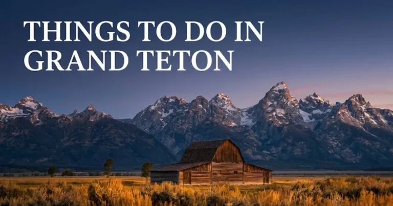 Things to Do in Grand Teton National Park, showing the Moulton Barn at Mormon Row with the Teton Range at dawn.