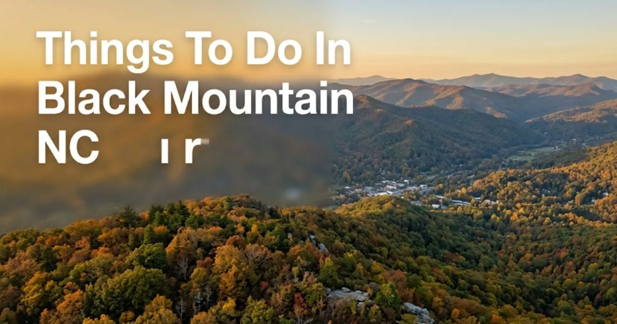 Things to do in Black Mountain NC view from Blue Ridge ridgeline over Swannanoa Valley in golden autumn light